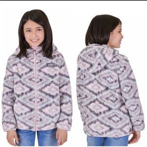 Eddie Bauer Girls Plush Fleece Jacket Full Zip Hooded Sz L (14/16)